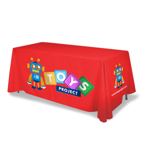 Logo table cloth printing Dubai with custom branded table covers featuring company logos for exhibitions, trade shows, and corporate events.